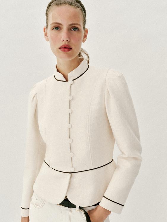 Zara Tailored Piping Blazer Nwt